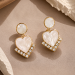 pearl heart luxe earring
