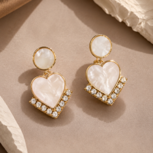pearl heart luxe earring