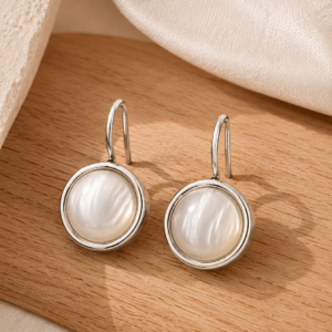 moon pearl hook earring