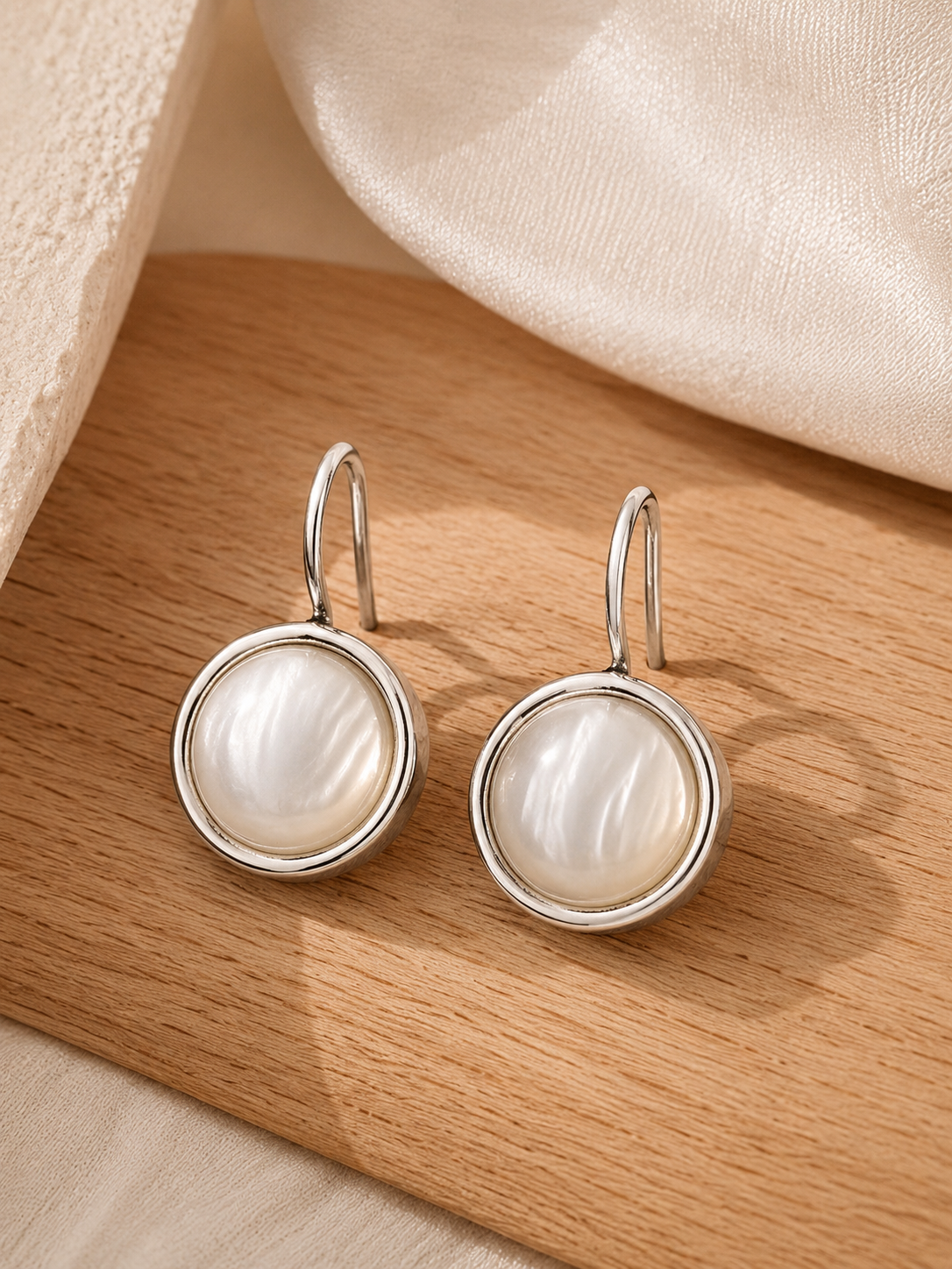 moon pearl hook earring moon pearl hook earring