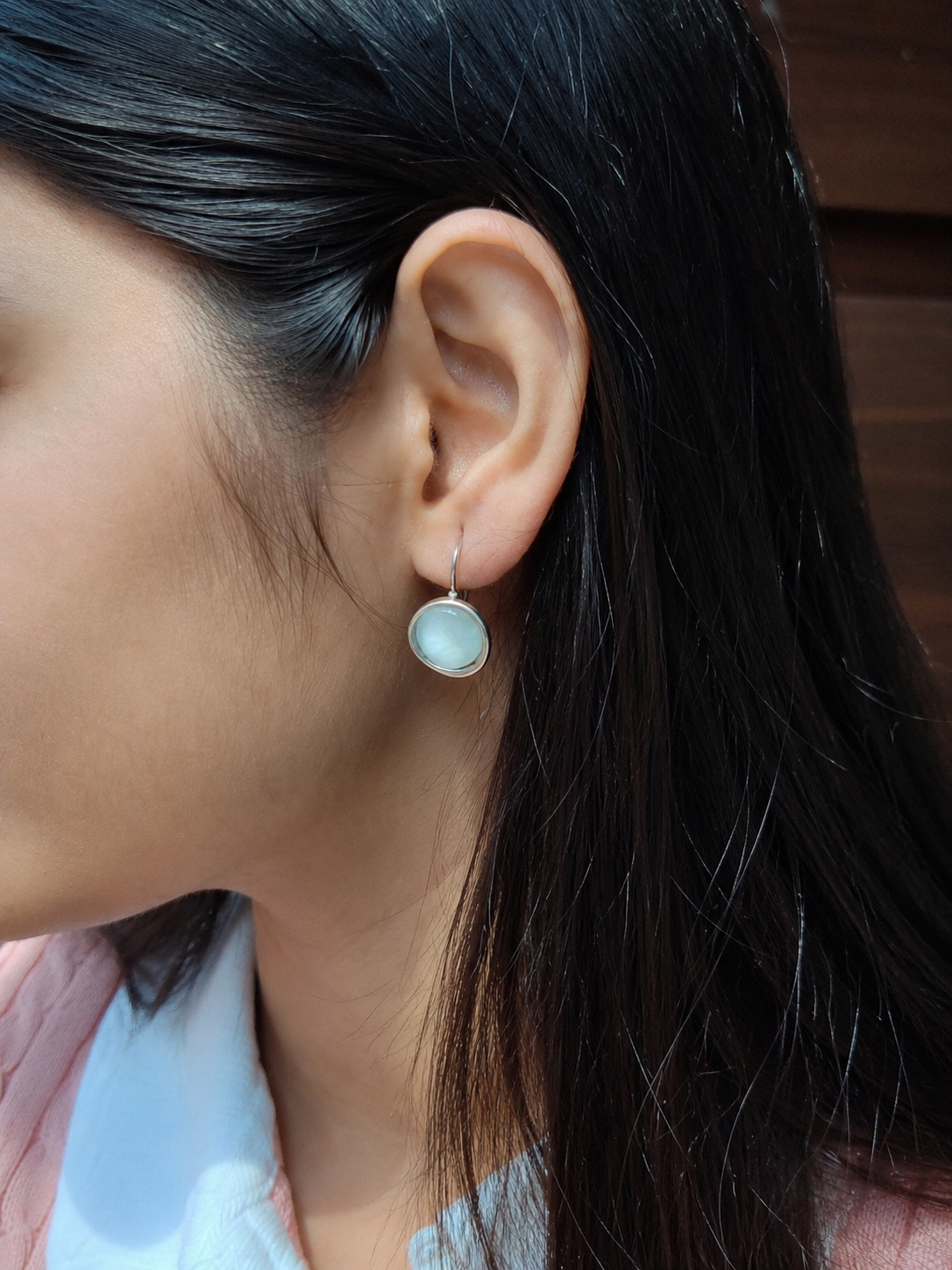 moon pearl hook earring moon pearl hook earring