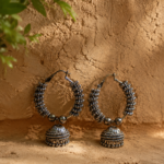 midnight oxidised hoop jhumka earring